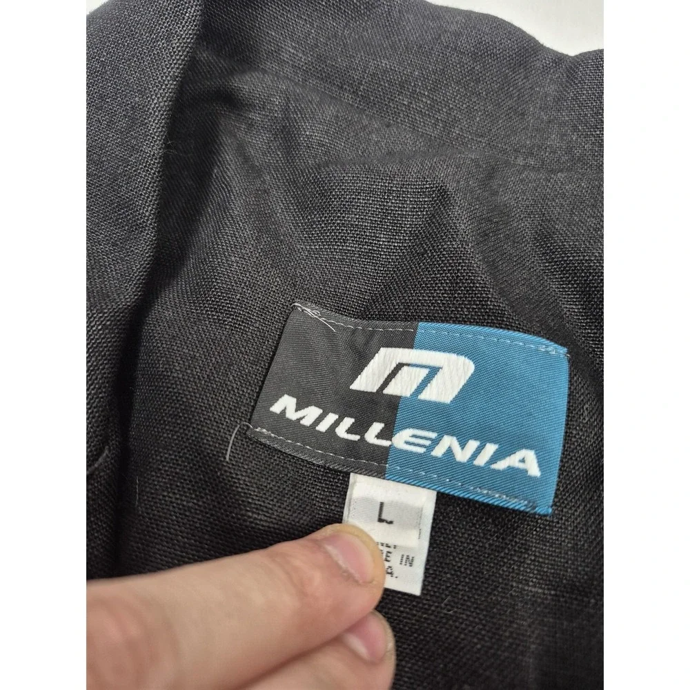 VTG Millenia Suit Mens L Black 100% Linen 2 Piece 36x36 USA NWT Unhemmed Summer